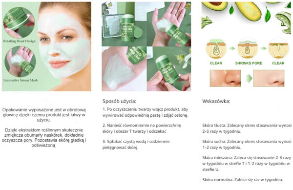 Avocado mask stick maseczka awokado oczyszczająca twarz - obrazek 6