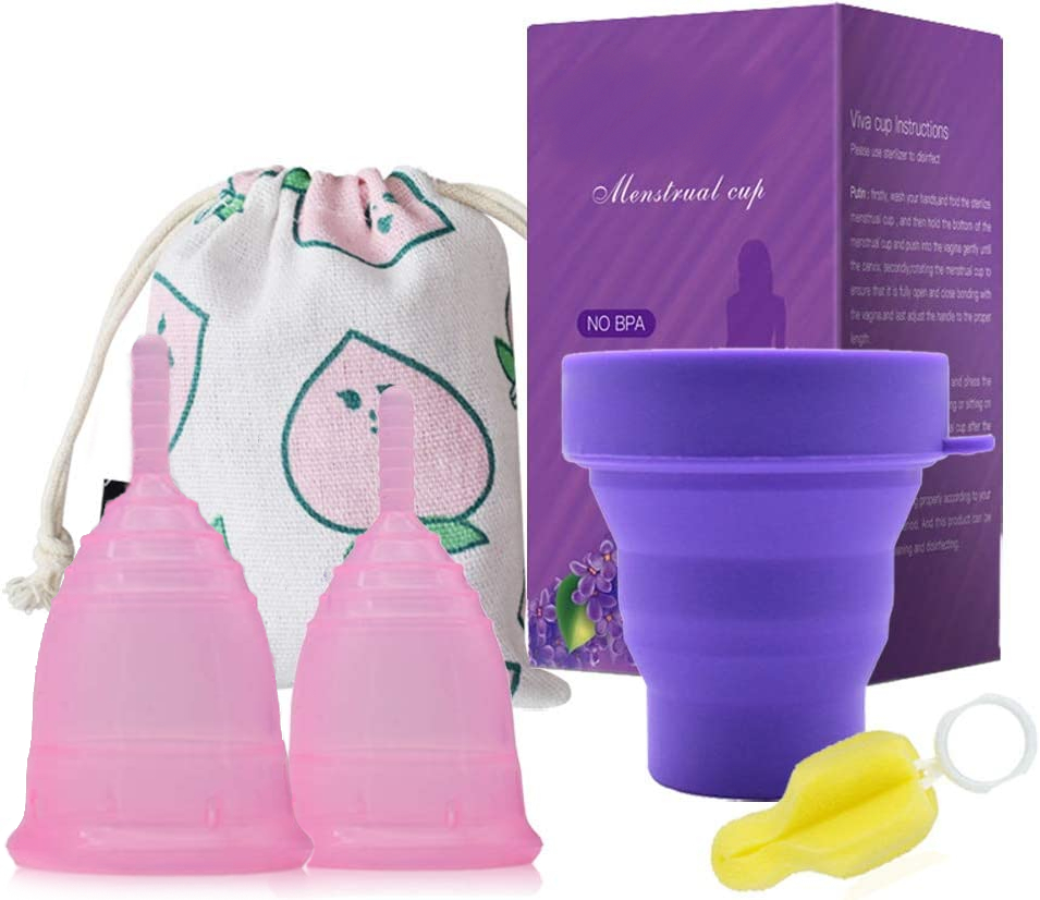 Zestaw kubeczek menstruacyjny + akcesoria róż S+L