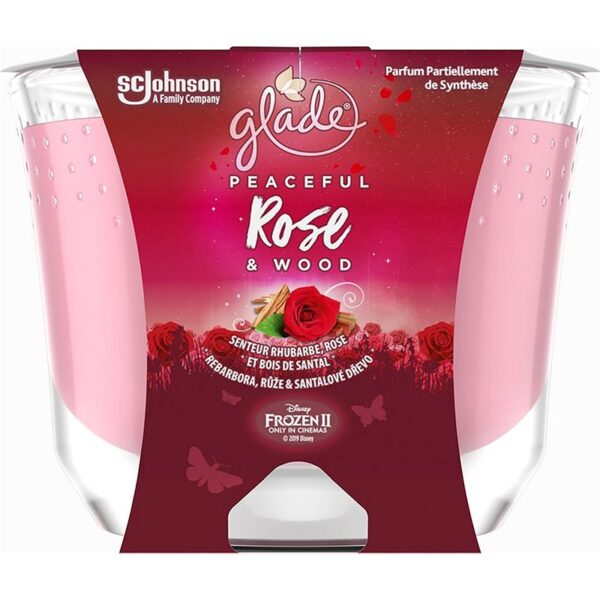Glade świeca zapach rose & wood 224g