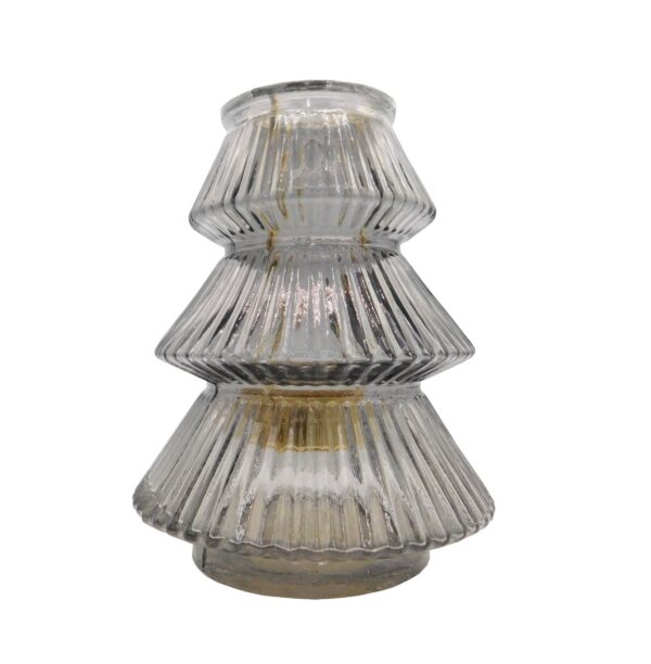 Świecznik świąteczny do podgrzewaczy tealight choinka szara - obrazek 2