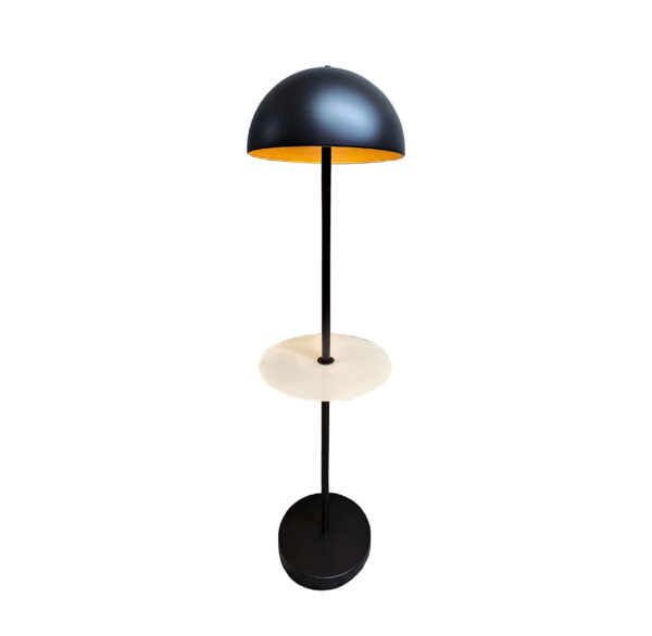 Lampa stojąca LED czarna 150 cm ze szklanym stolikiem - obrazek 2