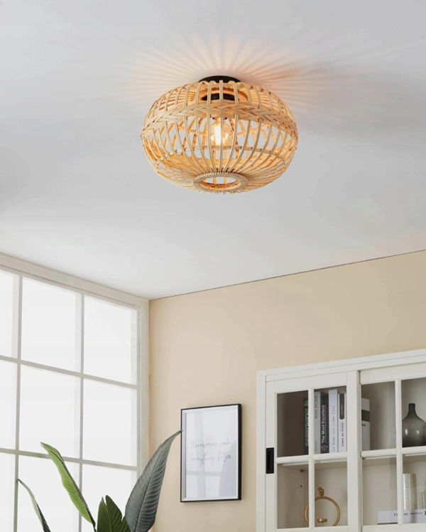Lampa wisząca sufitowa boho brązowa naturalna - obrazek 2