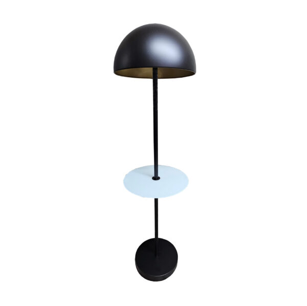 Lampa stojąca LED czarna 150 cm ze szklanym stolikiem - obrazek 3