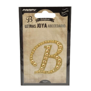 Litera B złota w cyrkonie naklejka do scrapbookingu