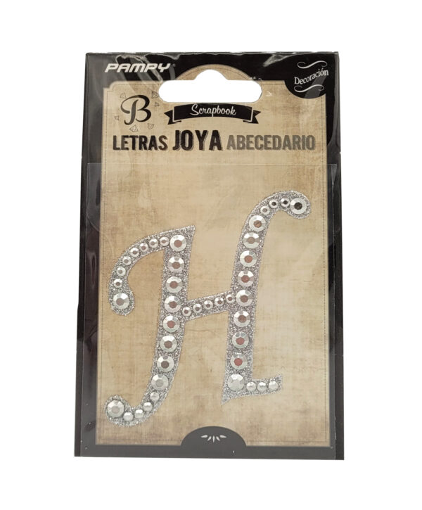 Litera H srebrna w cyrkonie naklejka do scrapbookingu