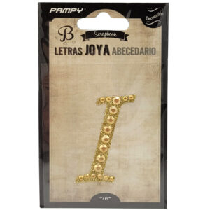 Litera I złota w cyrkonie naklejka do scrapbookingu