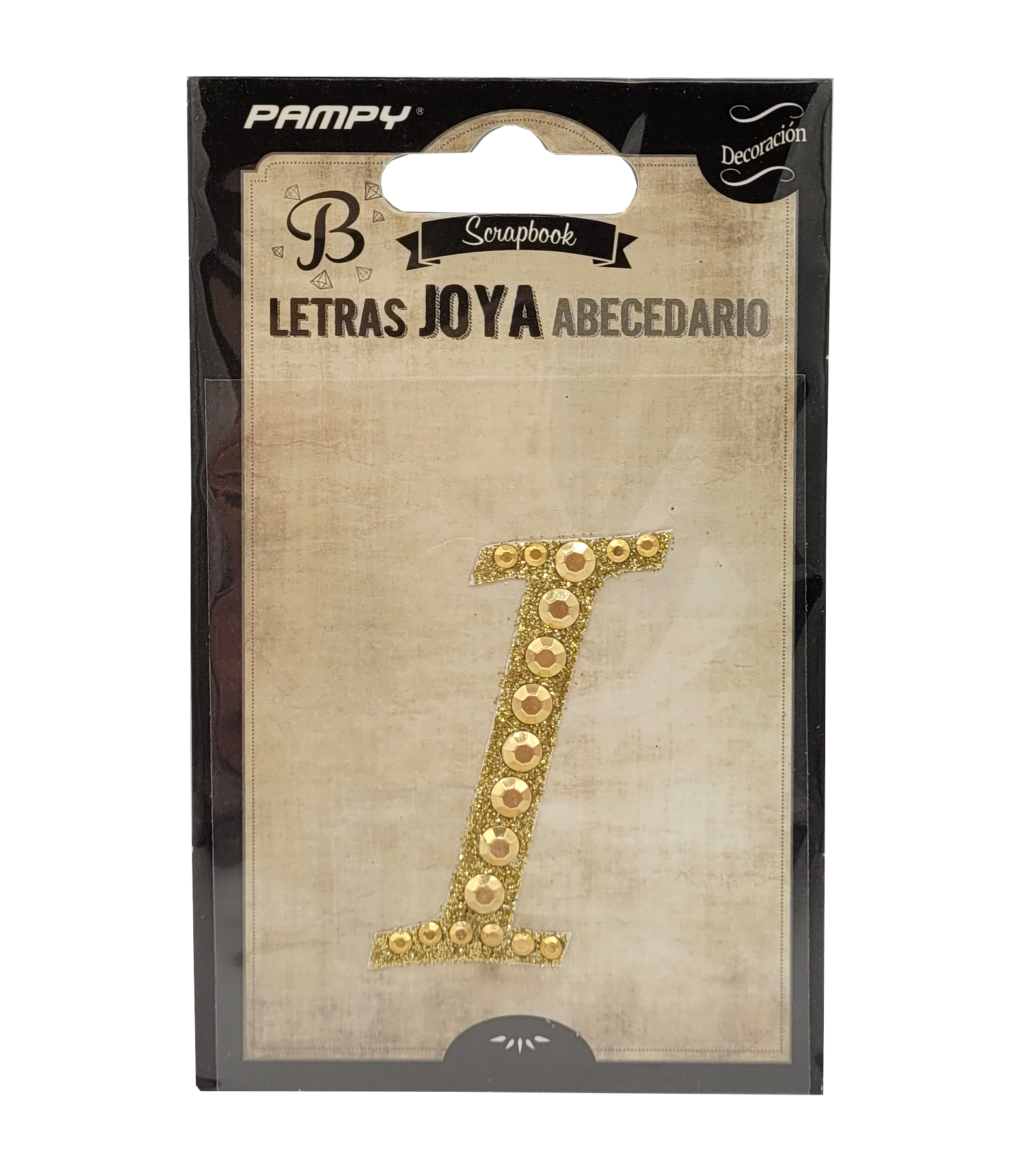 Litera I złota w cyrkonie naklejka do scrapbookingu