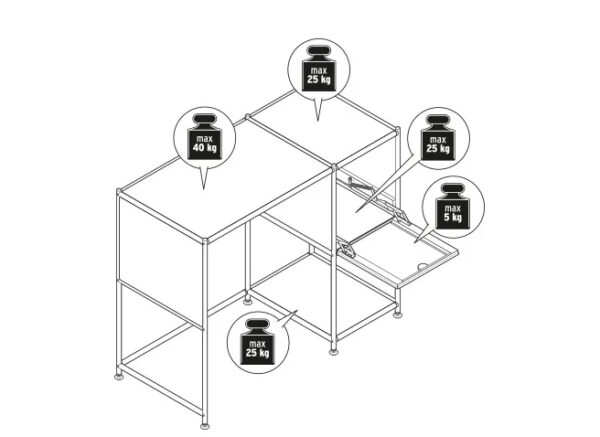Metalowe biurko CN3 białe 116x75x52,5 cm - obrazek 8