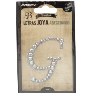 Litera G srebrna w cyrkonie naklejka do scrapbookingu