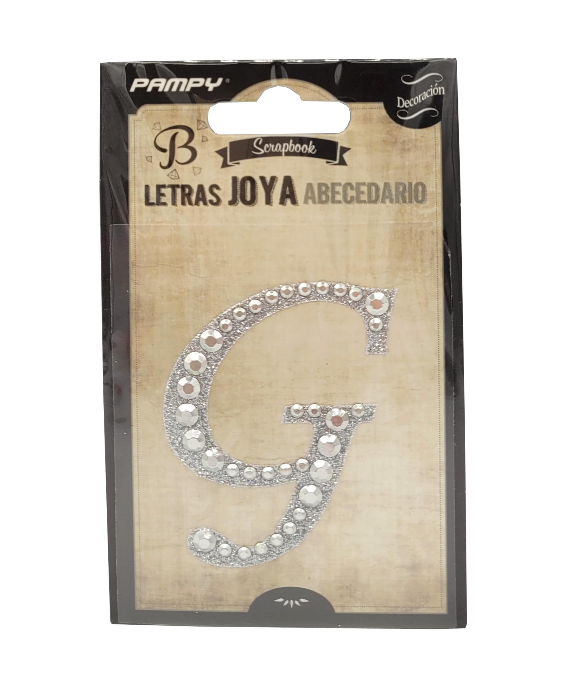 Litera G srebrna w cyrkonie naklejka do scrapbookingu