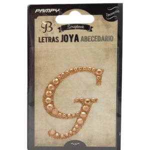 Litera G różowe złoto w cyrkonie naklejka do scrapbookingu