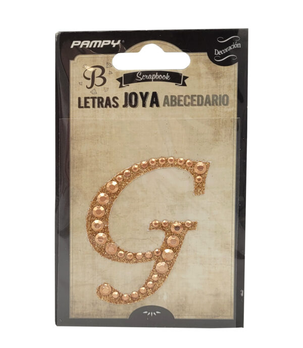 Litera G różowe złoto w cyrkonie naklejka do scrapbookingu