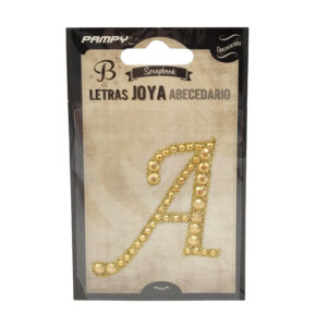 Litera A złota w cyrkonie naklejka do scrapbookingu