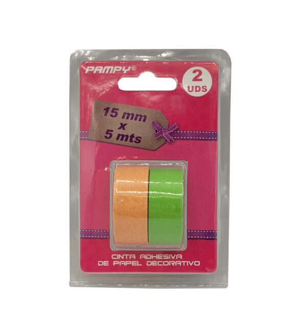 Taśma ozdobna papierowa pomarańczowa zielona 15 mm x 5 m