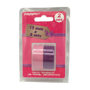 Taśma ozdobna papierowa różowa fioletowa 15 mm x 5 m