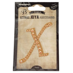 Litera X różowe złoto w cyrkonie naklejka do scrapbookingu