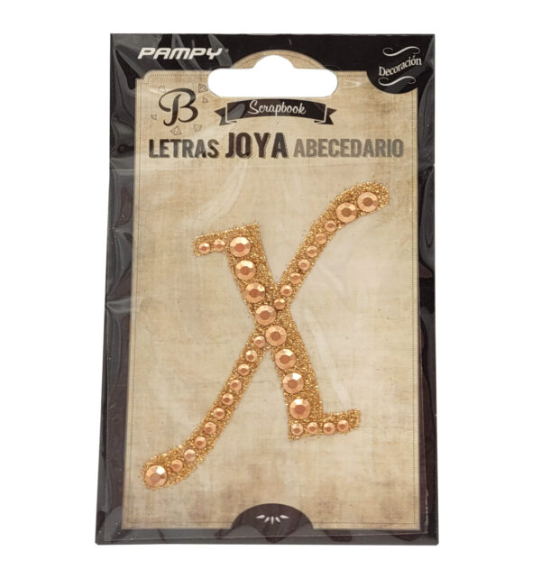 Litera X różowe złoto w cyrkonie naklejka do scrapbookingu