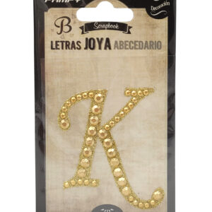 Litera K złota w cyrkonie naklejka do scrapbookingu