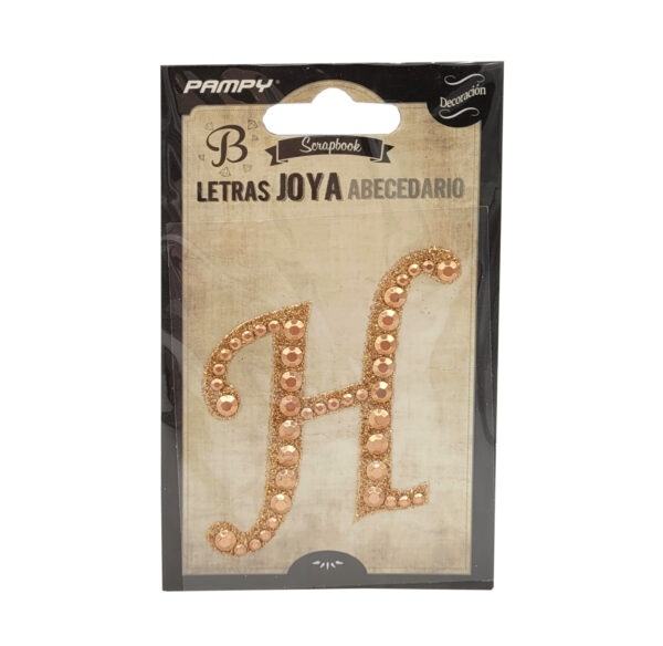 Litera H różowe złoto w cyrkonie naklejka do scrapbookingu