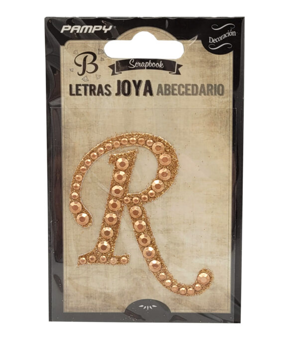 Litera R różowe złoto w cyrkonie naklejka do scrapbookingu