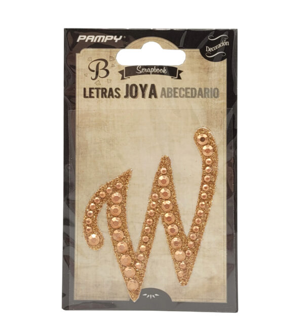 Litera W różowe złoto w cyrkonie naklejka do scrapbookingu