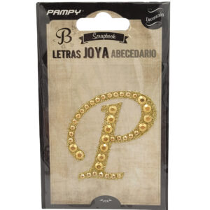 Litera P złota w cyrkonie naklejka do scrapbookingu