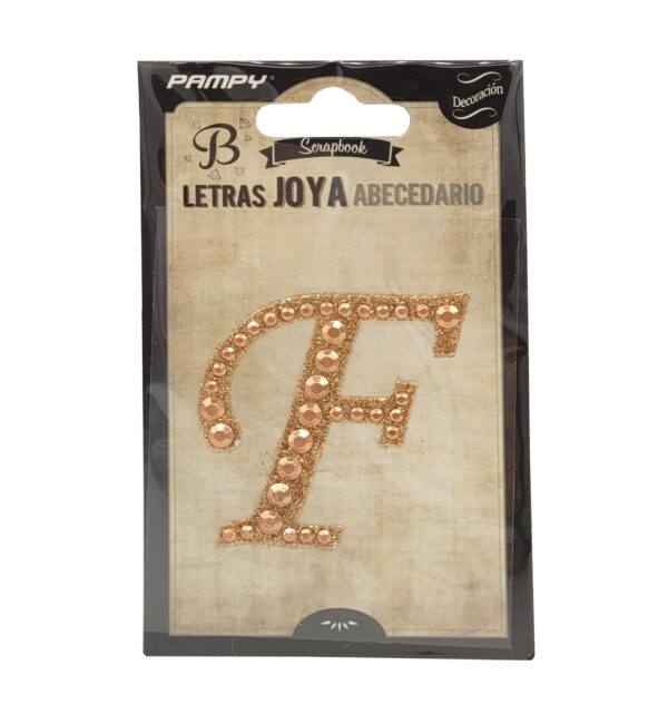 Litera F różowe złoto w cyrkonie naklejka do scrapbookingu
