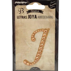 Litera J różowe złoto w cyrkonie naklejka do scrapbookingu