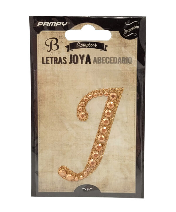 Litera J różowe złoto w cyrkonie naklejka do scrapbookingu