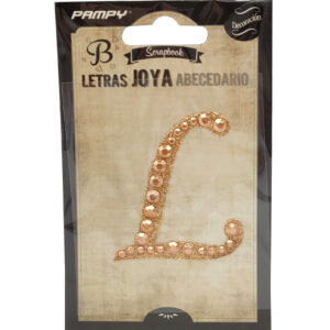 Litera L różowe złoto w cyrkonie naklejka do scrapbookingu