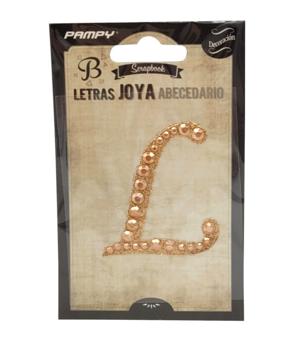 Litera L różowe złoto w cyrkonie naklejka do scrapbookingu