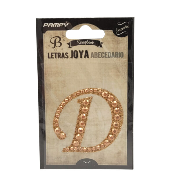 Litera D różowe złoto w cyrkonie naklejka do scrapbookingu