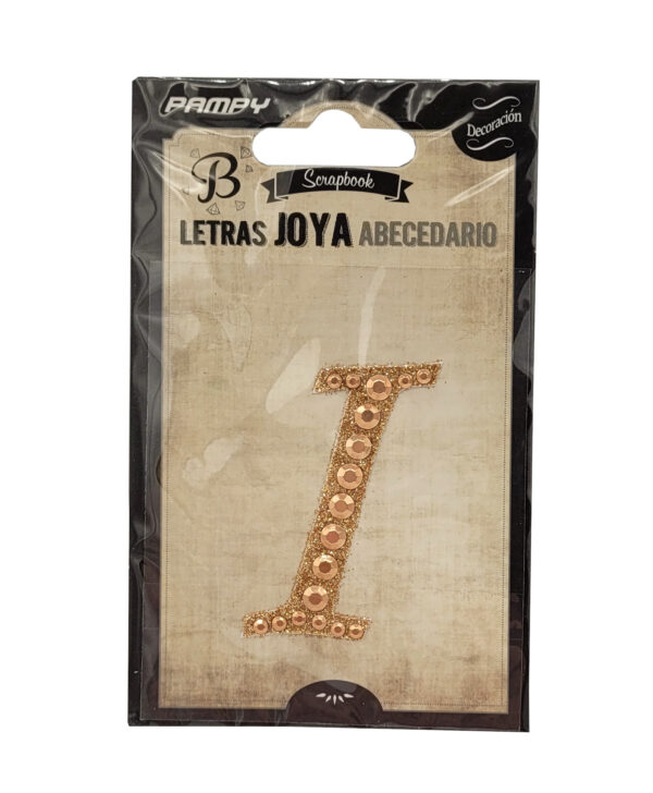 Litera I różowe złoto w cyrkonie naklejka do scrapbookingu