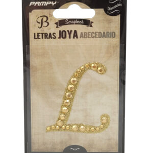Litera L złota w cyrkonie naklejka do scrapbookingu