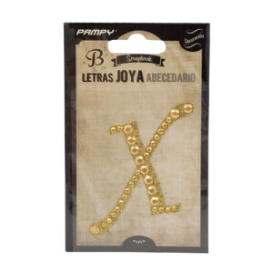 Litera X złota w cyrkonie naklejka do scrapbookingu