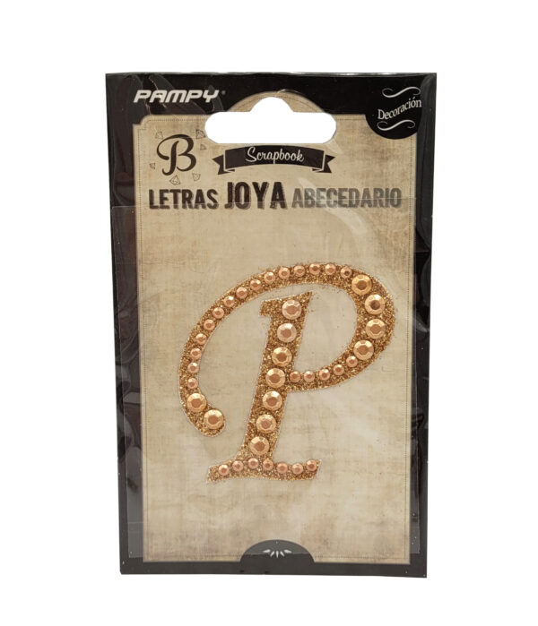 Litera P różowe złoto w cyrkonie naklejka do scrapbookingu