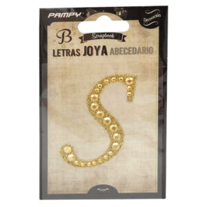 Litera S złota w cyrkonie naklejka do scrapbookingu