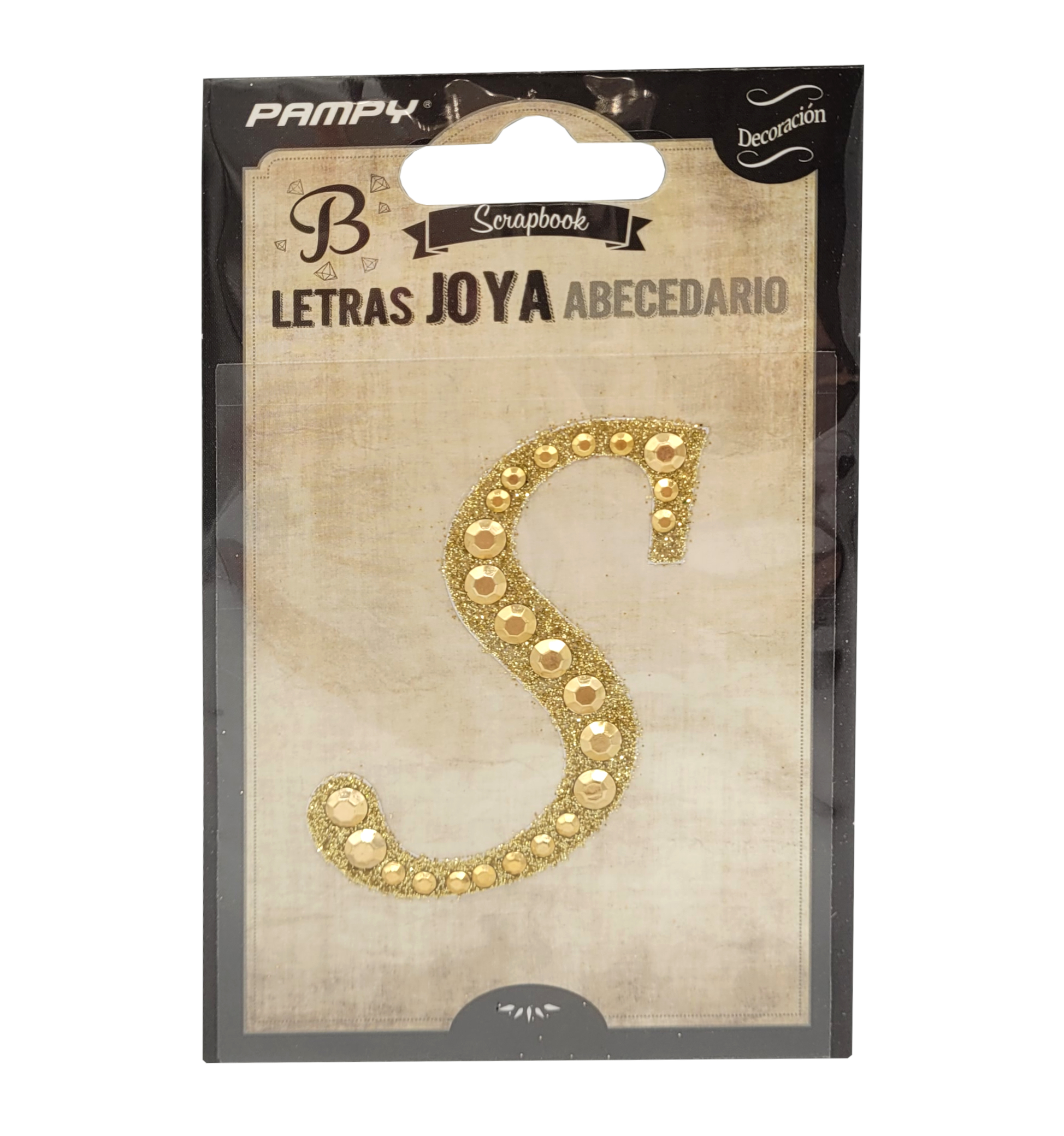 Litera S złota w cyrkonie naklejka do scrapbookingu