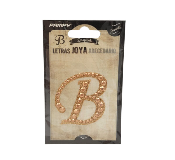 Litera B różowe złoto w cyrkonie naklejka do scrapbookingu