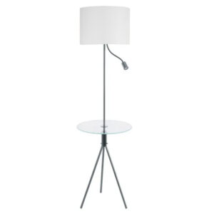Lampa stojąca do czytania ze stolikiem biała