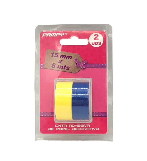 Taśma ozdobna papierowa żółta granatowa 15 mm x 5 m