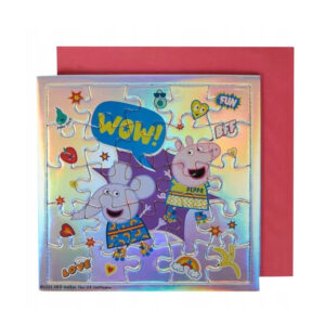 Kartka urodzinowa puzzle Świnka Peppa 15,5 x 15,5 cm