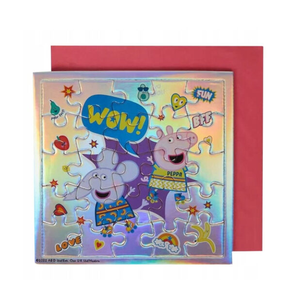 Kartka urodzinowa puzzle Świnka Peppa 15,5 x 15,5 cm