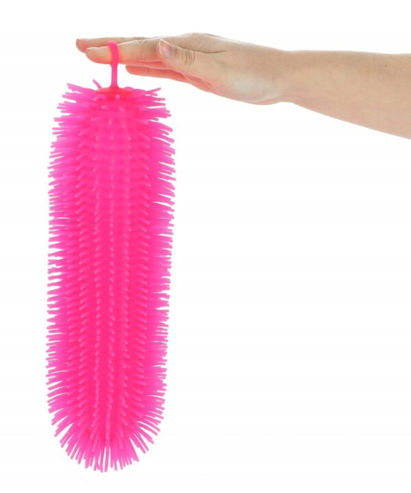 Różowa kudłata włochata gąsienica z wypustkami 30 cm - obrazek 2