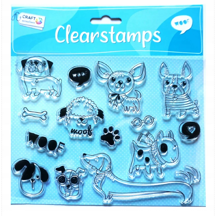 Zestaw stempli pieczątki akrylowe zwierzątka pieski scrapbooking