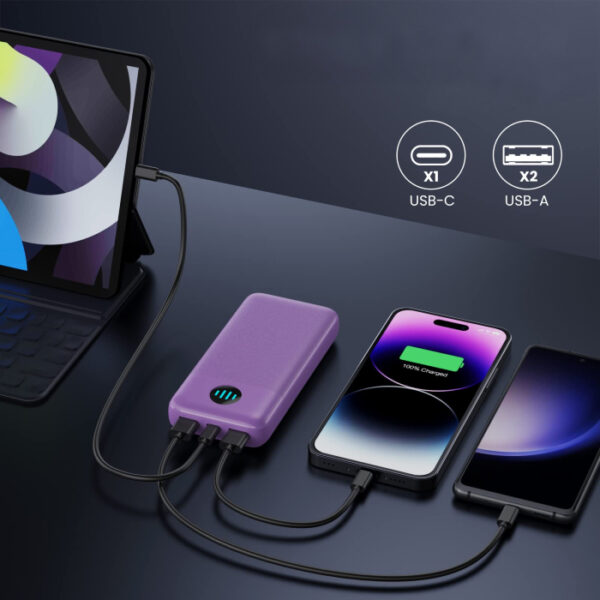 Power Bank 26 800 mAh fioletowy pojemny USB-C USB-A - obrazek 2