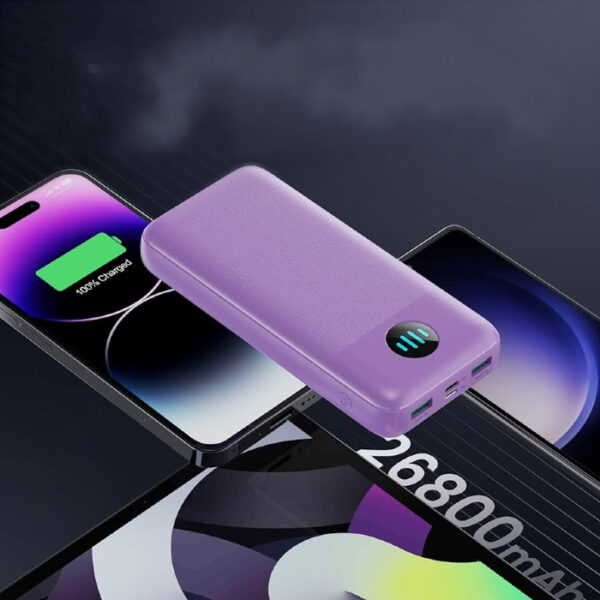 Power Bank 26 800 mAh fioletowy pojemny USB-C USB-A - obrazek 3