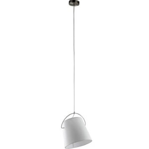 Lampa wisząca z tekstylnym kloszem biała regulowana