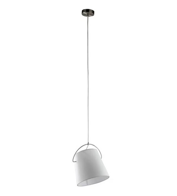 Lampa wisząca z tekstylnym kloszem biała regulowana