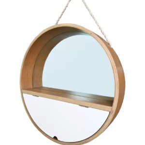 Półka z haczykami z lustrem wisząca okrągła 45 cm
